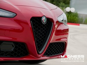 Alfa Romeo Giulia Front V Shield Grill Frame + Emblem Frame Kit - Carbon Fiber